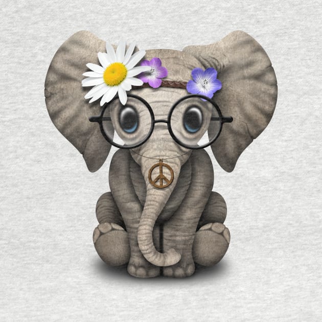 Cute Baby Elephant Hippie by jeffbartels